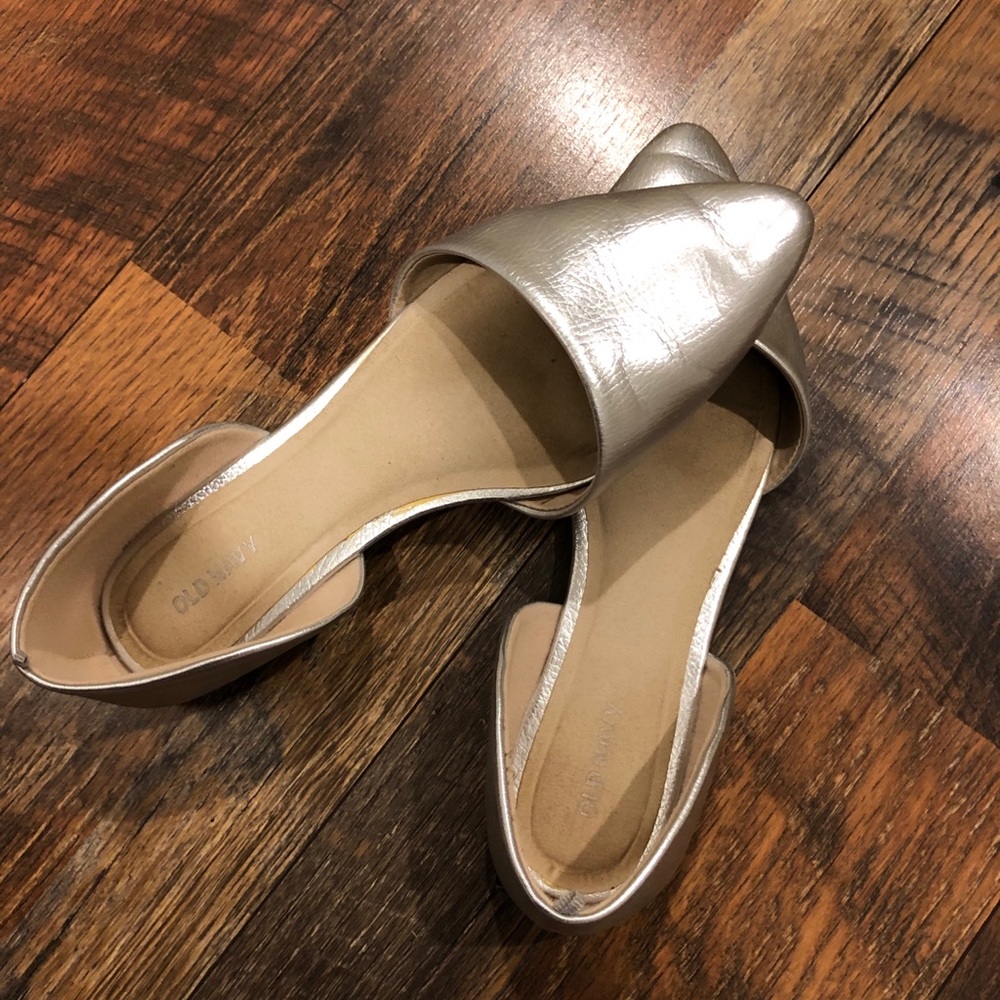 Silver metallic flats old navy